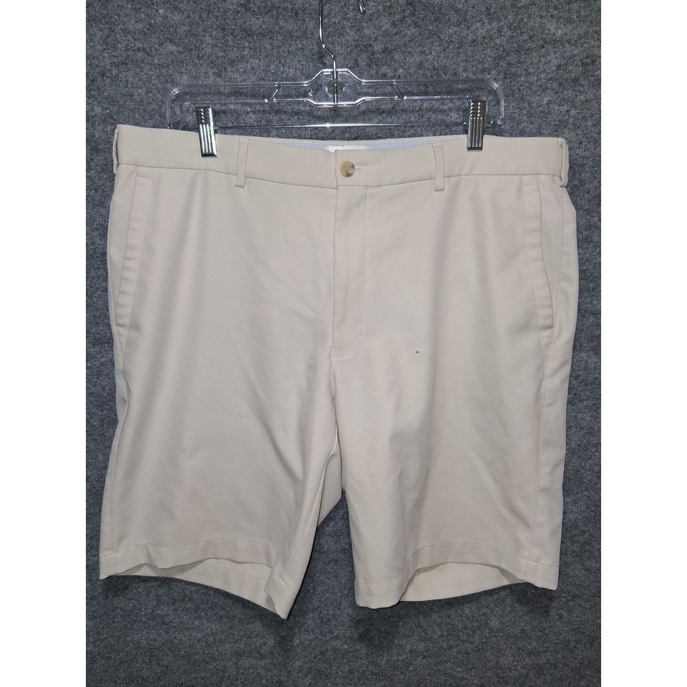 Peter Millar Mens Dress Shorts Size 36 Beige Golf Flat‎ Front Logo